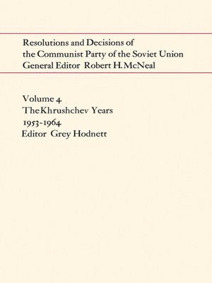 cover image of Resolutions and Decisions of the Communist Party of the Soviet Union Volume 4